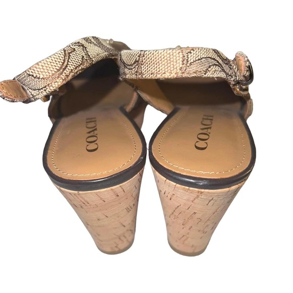 Coach Tan Signature Slingback Peeptoe FERRY Shoes Size 8.5 - Picture 7 of 10